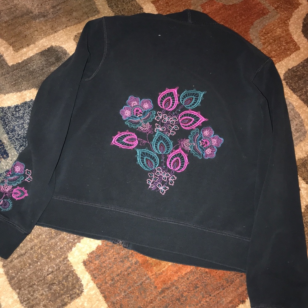 Janeville  floral embroidered hooded sweatshirt